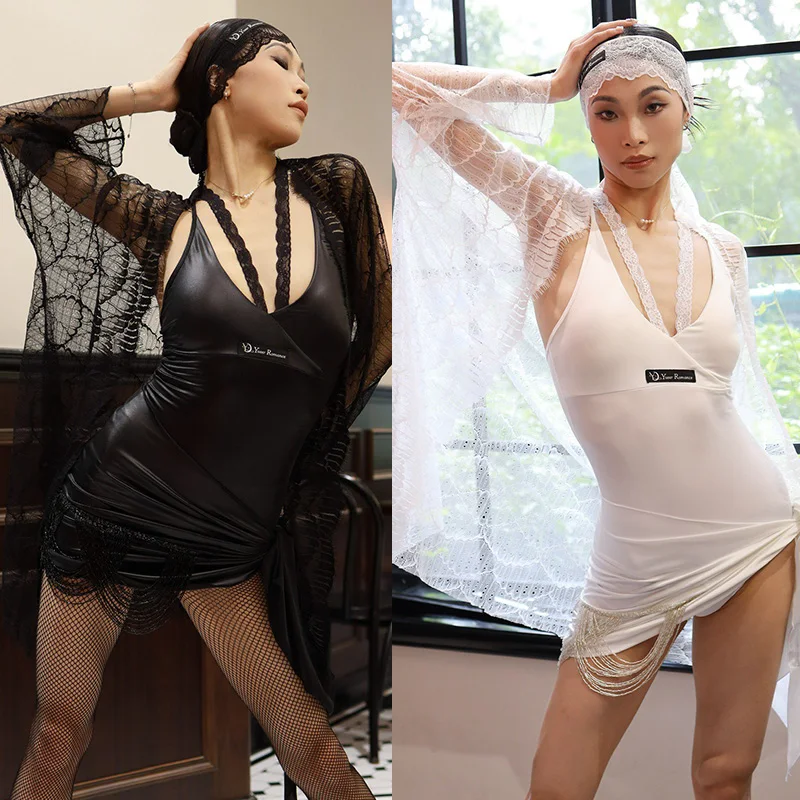 New Latin Dance Costume Sexy Rumba Cha Cha Dance Practice Clothing White Black Lace Cardigan Bodysuit Strap Skirt Women DNV21942
New Latin Dance Costume Sexy Rumba Cha Cha Dance Practice Clothing White Black Lace Cardigan Bodysuit Strap Skirt Women DNV21942