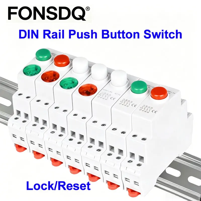 DIN Rail Mount 18MM Push Button Switch With Lamp DC12V DC24V AC230V Momentary Latching Indicator Signal Light
DIN Rail Mount 18MM Push Button Switch With Lamp DC12V DC24V AC230V Momentary Latching Indicator Signal Light