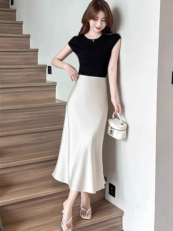 Юбка-карандаш из атласа для женщин, лето 2025, новый дизайн, с завышенной талией, А-силуэт, облегающая, однотонная, длинная юбка для офиса
Юбка-карандаш из атласа для женщин, лето 2025, новый дизайн, с завышенной талией, А-силуэт, облегающая, однотонная, длинная юбка для офиса