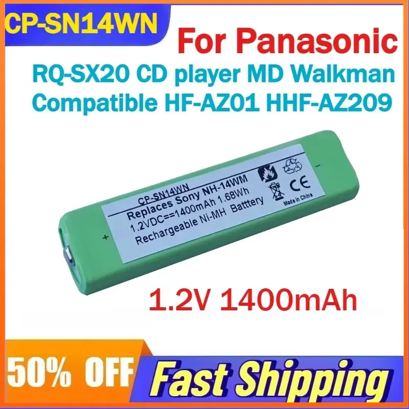 1.2V 1400mAh CP-SN14WN Battery for Panasonic RQ-SX20 CD player MD Walkman Compatible HF-AZ01 HHF-AZ209 Rechargeable Batteries
1.2V 1400mAh CP-SN14WN Battery for Panasonic RQ-SX20 CD player MD Walkman Compatible HF-AZ01 HHF-AZ209 Rechargeable Batteries