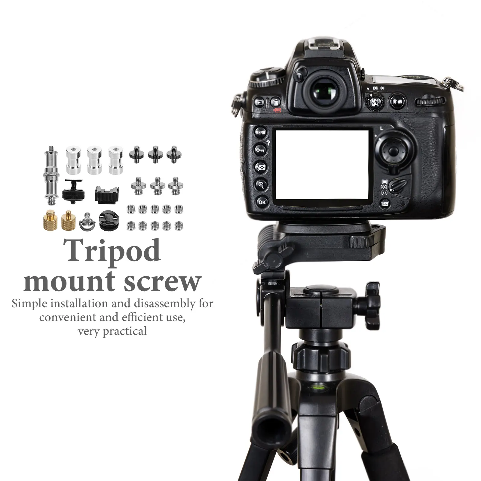 1 set Camera Screw Kit Tripod Screw 1/4 to 3/8 Dual Head Tripod Adapter Durable Wear Resistant Practical Replacement
1 set Camera Screw Kit Tripod Screw 1/4 to 3/8 Dual Head Tripod Adapter Durable Wear Resistant Practical Replacement