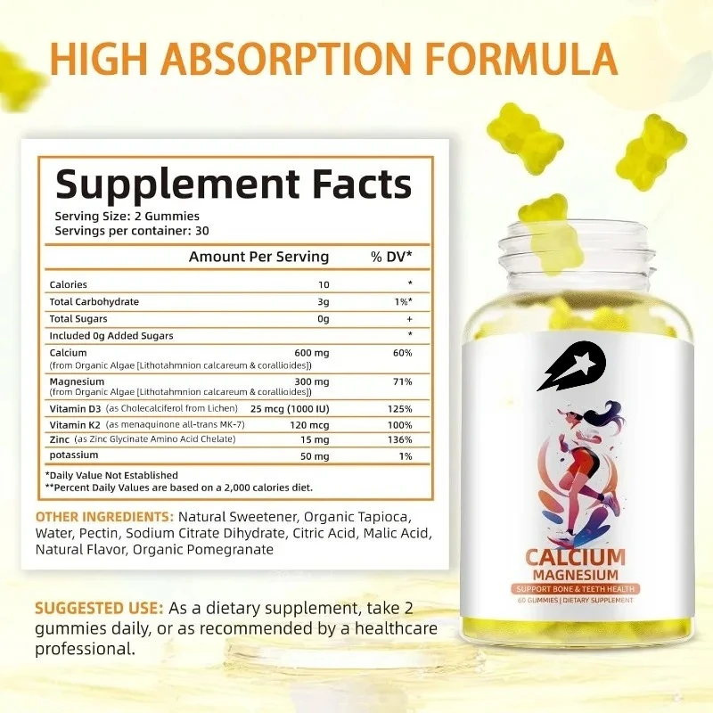 Магниевые цинковые жевательные конфеты кальция - Vit D3 K2 и калия | 60-милые жевательные конфеты со вкусом лимона, поддержка здоровья костей | Жевательные минералы
Магниевые цинковые жевательные конфеты кальция - Vit D3 K2 и калия | 60-милые жевательные конфеты со вкусом лимона, поддержка здоровья костей | Жевательные минералы