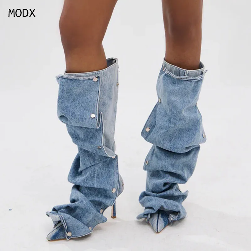2025 Women Blue Stilettos Boots Solid Pointed Toe Button Thin High Heel Knee-high Boots Women's New Fashion Shoes 44
2025 Women Blue Stilettos Boots Solid Pointed Toe Button Thin High Heel Knee-high Boots Women's New Fashion Shoes 44