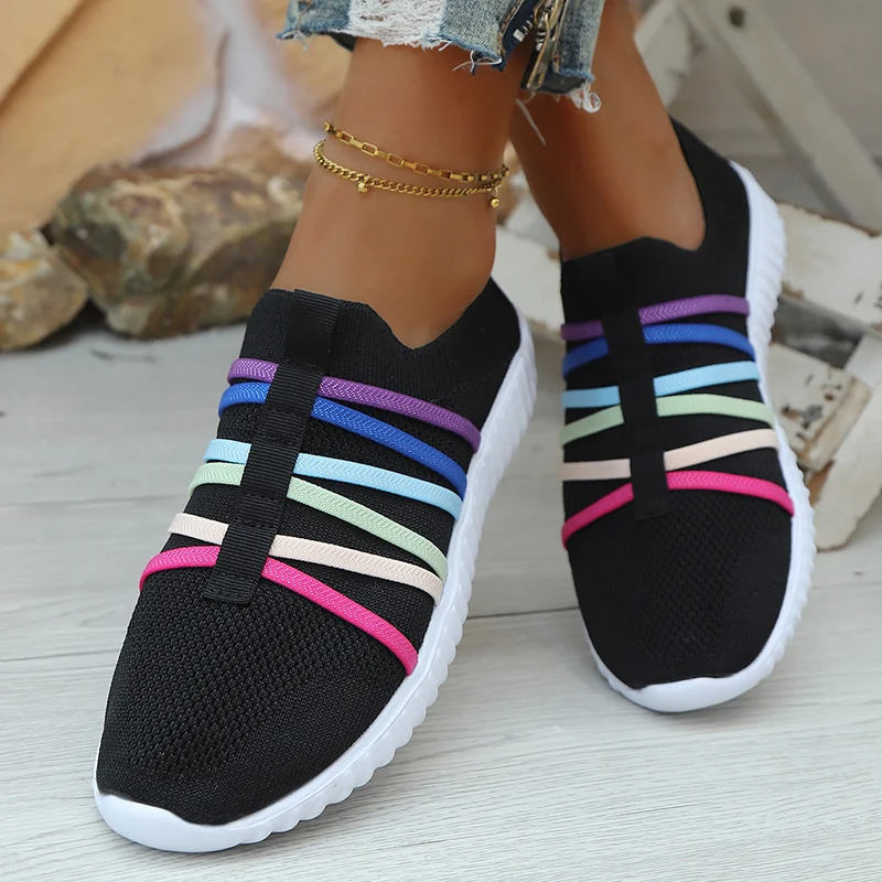 Fashion Rainbow Ribbon Knitted Sneakers Women Mesh Breathable Running Sports Shoes Woman Plus Size Comfort Slip On Walking Shoes
Fashion Rainbow Ribbon Knitted Sneakers Women Mesh Breathable Running Sports Shoes Woman Plus Size Comfort Slip On Walking Shoes