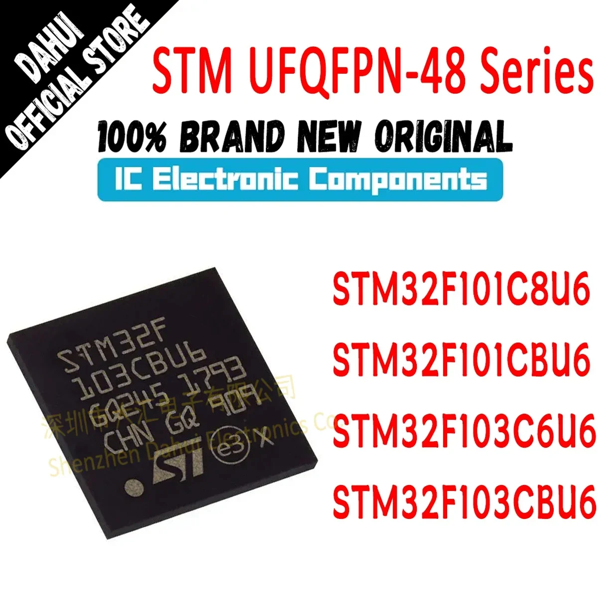 New STM32F101C8U6 STM32F101CBU6 STM32F103C6U6 STM32F103CBU6 STM32F101 STM32F103 STM32F STM32 STM IC MCU Chip UFQFPN-48
New STM32F101C8U6 STM32F101CBU6 STM32F103C6U6 STM32F103CBU6 STM32F101 STM32F103 STM32F STM32 STM IC MCU Chip UFQFPN-48