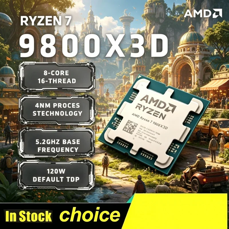 Opulent tenacious Flagship Gaming AMD Desktop CPU Ryzen 7 9800X3D R7 9800X3D Up to 5.2GHz 8-Core 16-Thread 96MB Cache AM5
Opulent tenacious Flagship Gaming AMD Desktop CPU Ryzen 7 9800X3D R7 9800X3D Up to 5.2GHz 8-Core 16-Thread 96MB Cache AM5