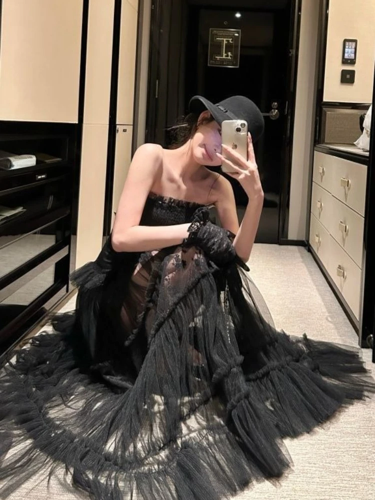 2026 Black French Vintage Elegant Dress Woman Sexy Strapless Design Retro Evening Party Dress Female Chic Korean Popular Clothes
2026 Black French Vintage Elegant Dress Woman Sexy Strapless Design Retro Evening Party Dress Female Chic Korean Popular Clothes