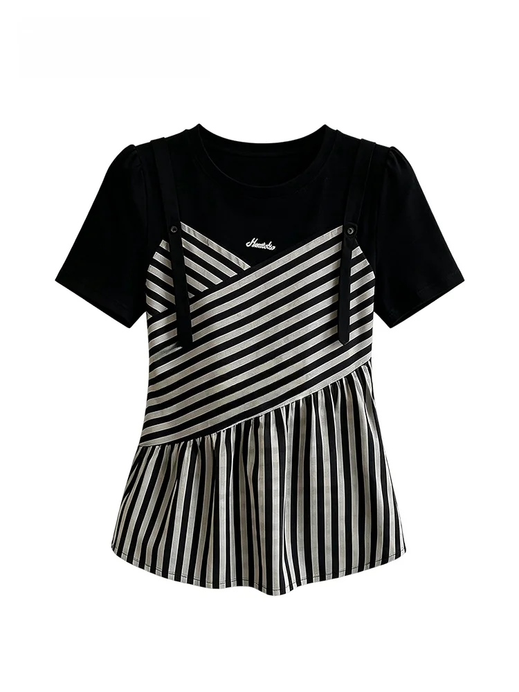 Summer New plus Size Women's T-Shirt Short Sleeve Striped Patchwork Trendy Top Casual Lightweight Fashionable round Neck
Summer New plus Size Women's T-Shirt Short Sleeve Striped Patchwork Trendy Top Casual Lightweight Fashionable round Neck