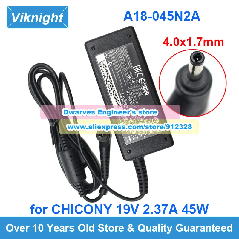 Genuine 19V 2.37A 45W Power Adapter A18-045N2A Power Supply for CHICONY A045R086P Laptop Charger 4.0*1.7mm
Genuine 19V 2.37A 45W Power Adapter A18-045N2A Power Supply for CHICONY A045R086P Laptop Charger 4.0*1.7mm