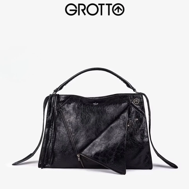 GROTTO Lapel Bag Genuine Leather Large Capacity Commuter Niche Motorcycle Style Handbag Single Shoulder Crossbody Bag
GROTTO Lapel Bag Genuine Leather Large Capacity Commuter Niche Motorcycle Style Handbag Single Shoulder Crossbody Bag
