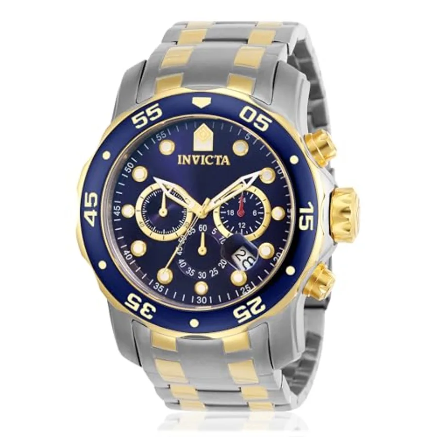 Invicta Men's Pro Diver Scuba 48mm Two Tone Stainless Steel Chronograph Quartz Watch, TT/Blue Model: 0077
Invicta Men's Pro Diver Scuba 48mm Two Tone Stainless Steel Chronograph Quartz Watch, TT/Blue Model: 0077