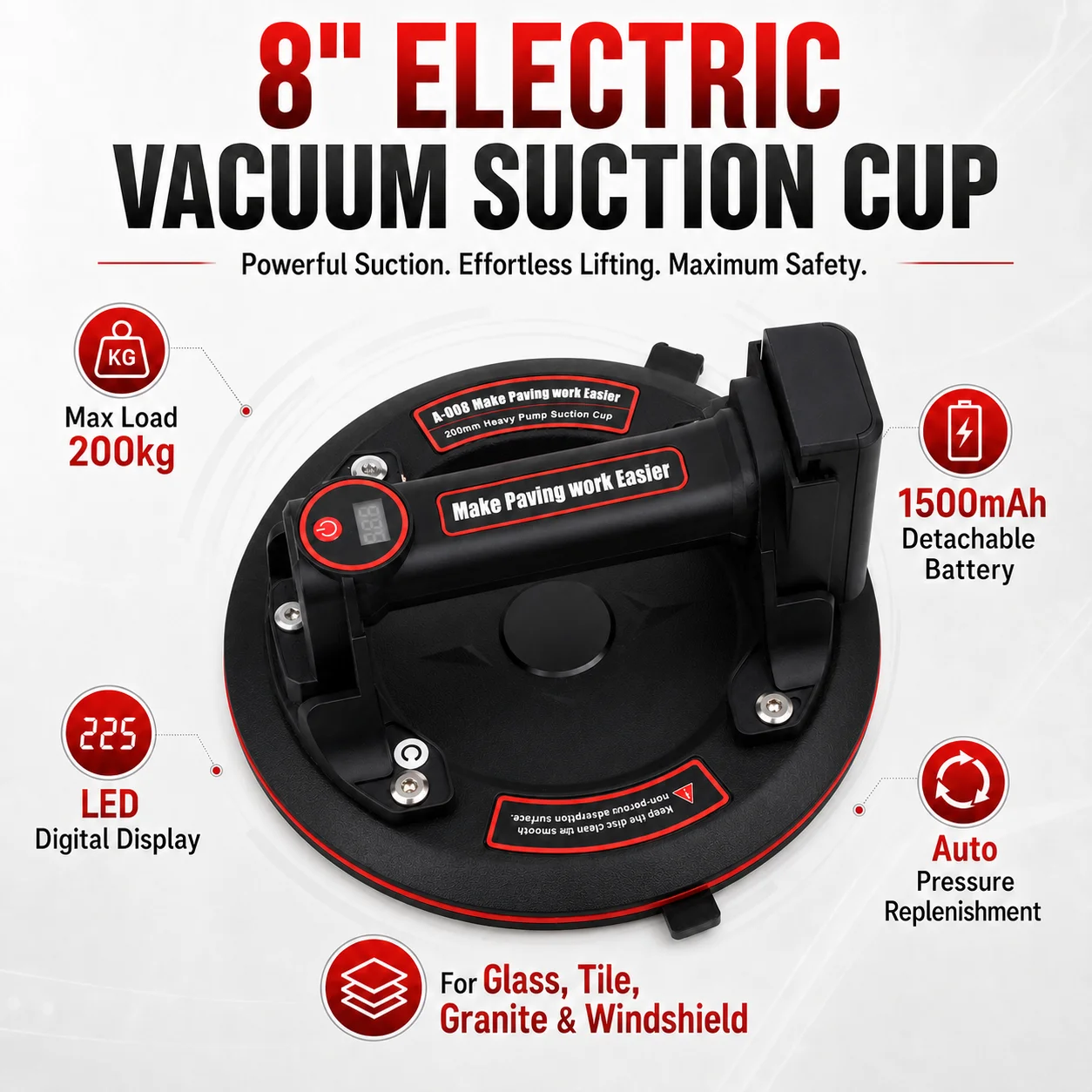 8-Inch Motorized Glass Suction Cup with Battery Power – Heavy-Duty, Stable Grip for Tiles, Windshields, and Windows
8-Inch Motorized Glass Suction Cup with Battery Power – Heavy-Duty, Stable Grip for Tiles, Windshields, and Windows