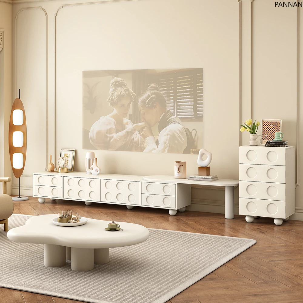 French cream wind telescopic TV cabinet coffee table combination simple modern living room light luxury floor cabinet
French cream wind telescopic TV cabinet coffee table combination simple modern living room light luxury floor cabinet