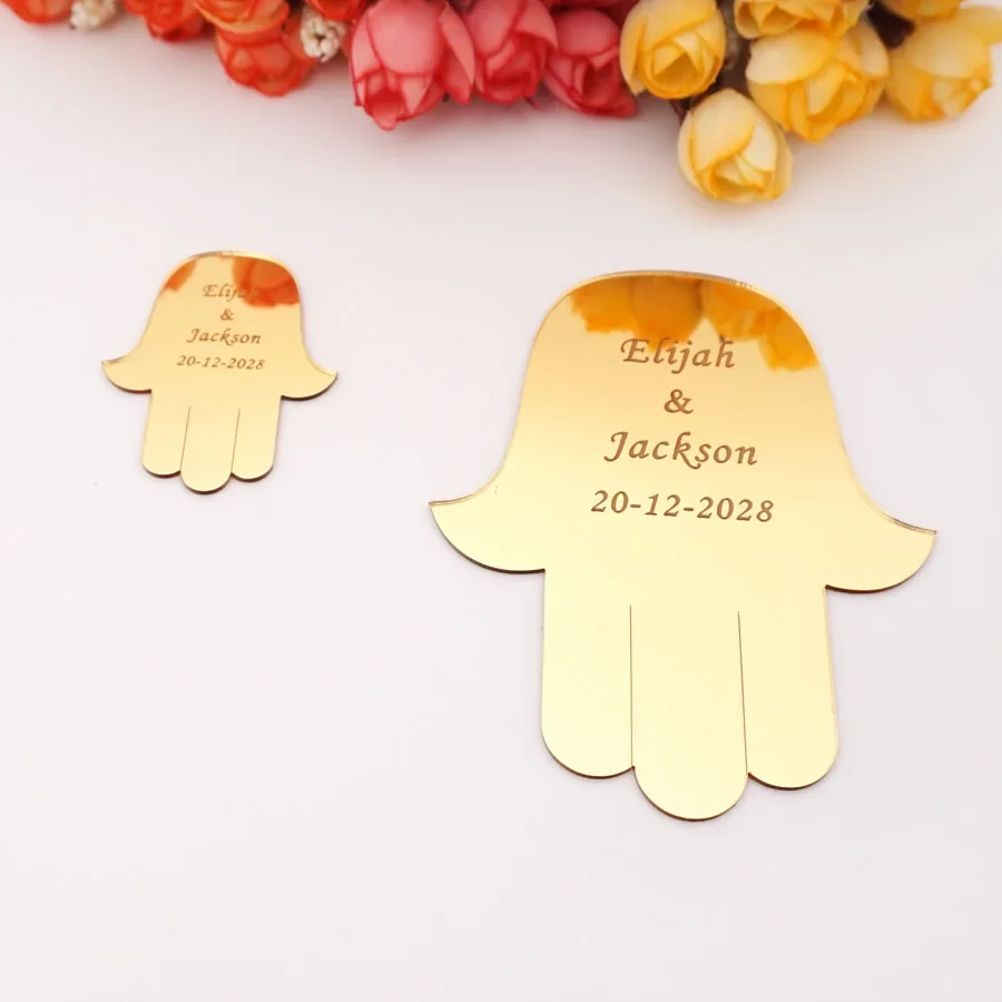 Mirrored Hand Hasam Tags Custom Name Sign Personalized PMMA Guest Invitation Card Gifts Wedding Party Favors Decor 8x6.4cm
Mirrored Hand Hasam Tags Custom Name Sign Personalized PMMA Guest Invitation Card Gifts Wedding Party Favors Decor 8x6.4cm