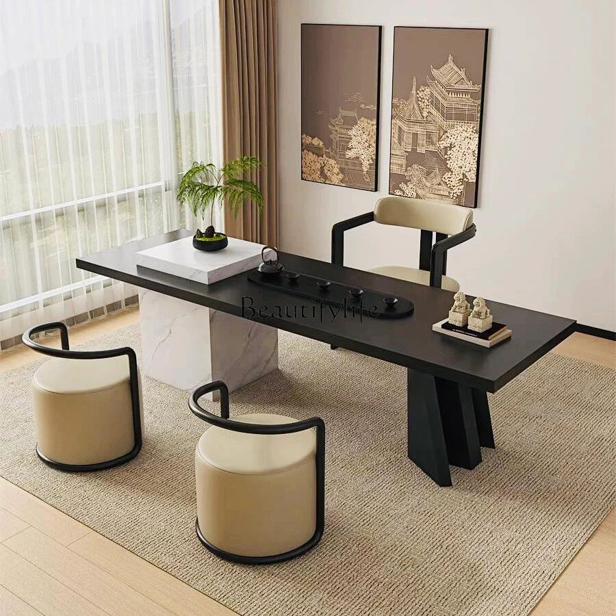 Light luxury rock slab island tea table simple modern new Chinese style room office home solid wood
Light luxury rock slab island tea table simple modern new Chinese style room office home solid wood