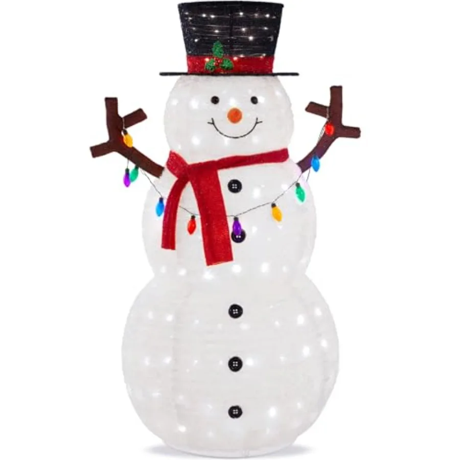 Outdoor Christmas snowman decoration, PVC and fabric, white with multicolored LED lights, 3 feet tall lighted pop-up design for
Outdoor Christmas snowman decoration, PVC and fabric, white with multicolored LED lights, 3 feet tall lighted pop-up design for