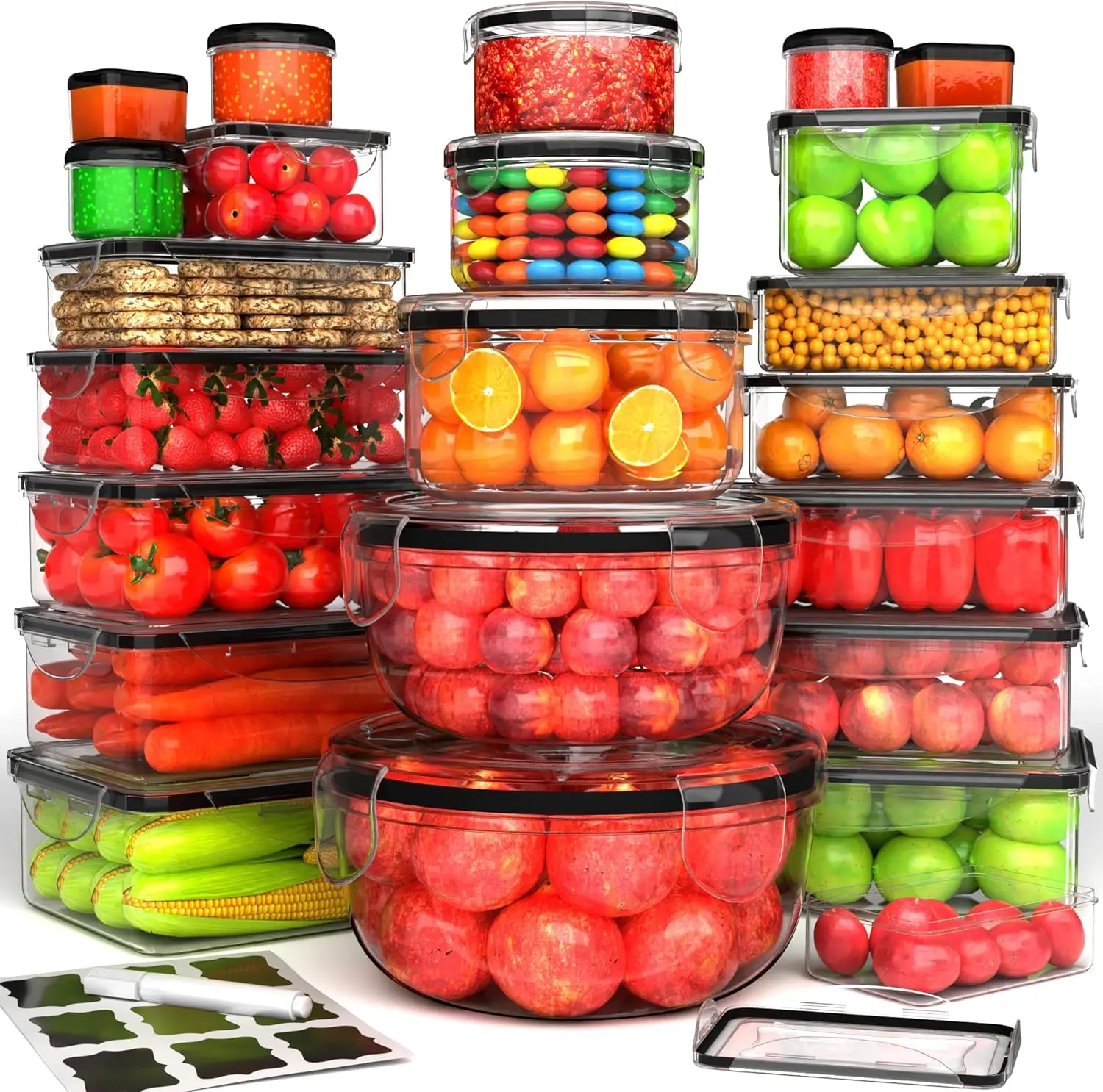 44 Pcs Food Storage Containers with Lids Airtight- (22 Stackable Boxes-22 Lids) Plastic Meal Prep Container for Pantry Kitche
44 Pcs Food Storage Containers with Lids Airtight- (22 Stackable Boxes-22 Lids) Plastic Meal Prep Container for Pantry Kitche