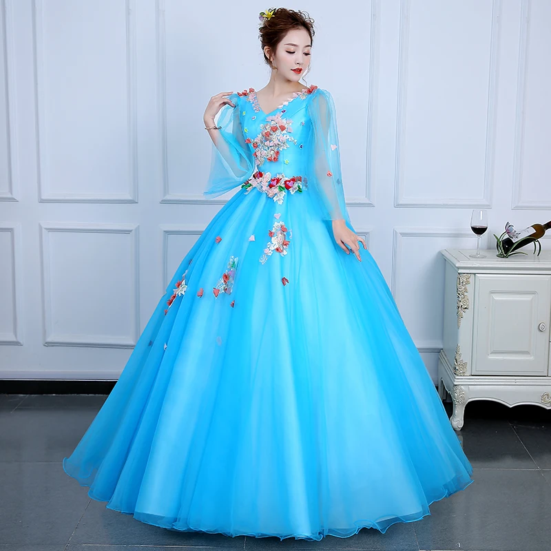 Blue Illusion Fashion Quinceanera Dresses Sexy Deep V-neck Tulle Ball Dress Long Sleeves Floor-length Appliques Princess Dress
Blue Illusion Fashion Quinceanera Dresses Sexy Deep V-neck Tulle Ball Dress Long Sleeves Floor-length Appliques Princess Dress