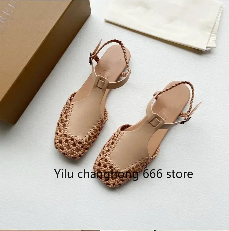 New Braided Hollow Mesh Flat Shoes Genuine Leather Retro Square Toe Mary Jane Roman Shoes Back Strap Black Brown Low Heel Shoes
New Braided Hollow Mesh Flat Shoes Genuine Leather Retro Square Toe Mary Jane Roman Shoes Back Strap Black Brown Low Heel Shoes