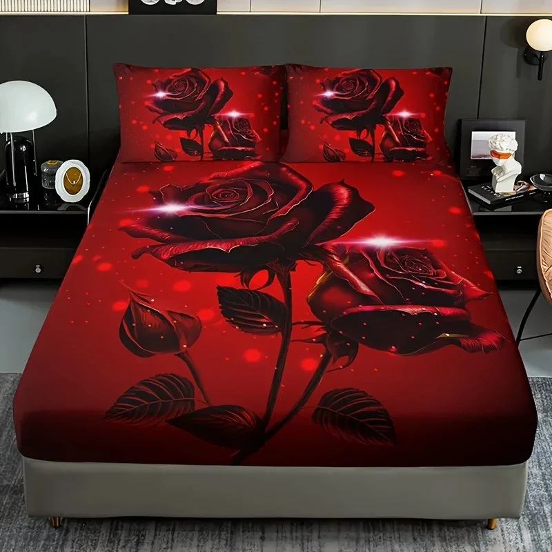 1pc Fitted Sheet Romantic Red Rose Printed 100% Polyester Breathable Bedding Set for Home Bedroom Decor Without Pillowcase
1pc Fitted Sheet Romantic Red Rose Printed 100% Polyester Breathable Bedding Set for Home Bedroom Decor Without Pillowcase