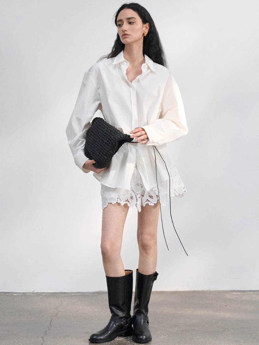 Белая хлопковая женская рубашка свободного кроя с длинным рукавом из чистого хлопка, новая весенняя модель с завязками на талии из проволоки
Белая хлопковая женская рубашка свободного кроя с длинным рукавом из чистого хлопка, новая весенняя модель с завязками на талии из проволоки