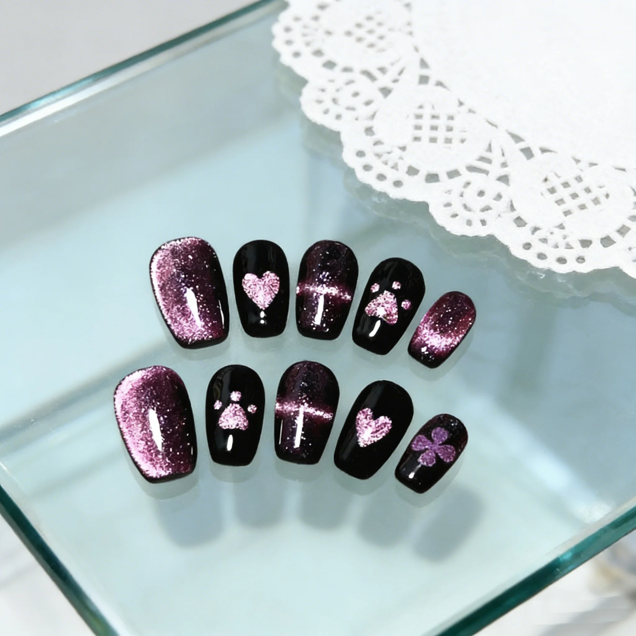 10pcs Starlight Heart Dream Handmade Nails Y2K Cat Claw Crystal Cat Eye Press on Nail Short Fake Nail for Women&Girl False Nail
10pcs Starlight Heart Dream Handmade Nails Y2K Cat Claw Crystal Cat Eye Press on Nail Short Fake Nail for Women&Girl False Nail