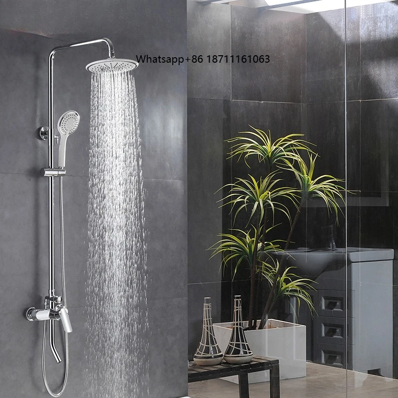 Brushed Nickle Silver Bathroom Shower Hot and Cold Shower Mixer in Wall Mounted Rain Exposed Round Shower Head Set
Brushed Nickle Silver Bathroom Shower Hot and Cold Shower Mixer in Wall Mounted Rain Exposed Round Shower Head Set