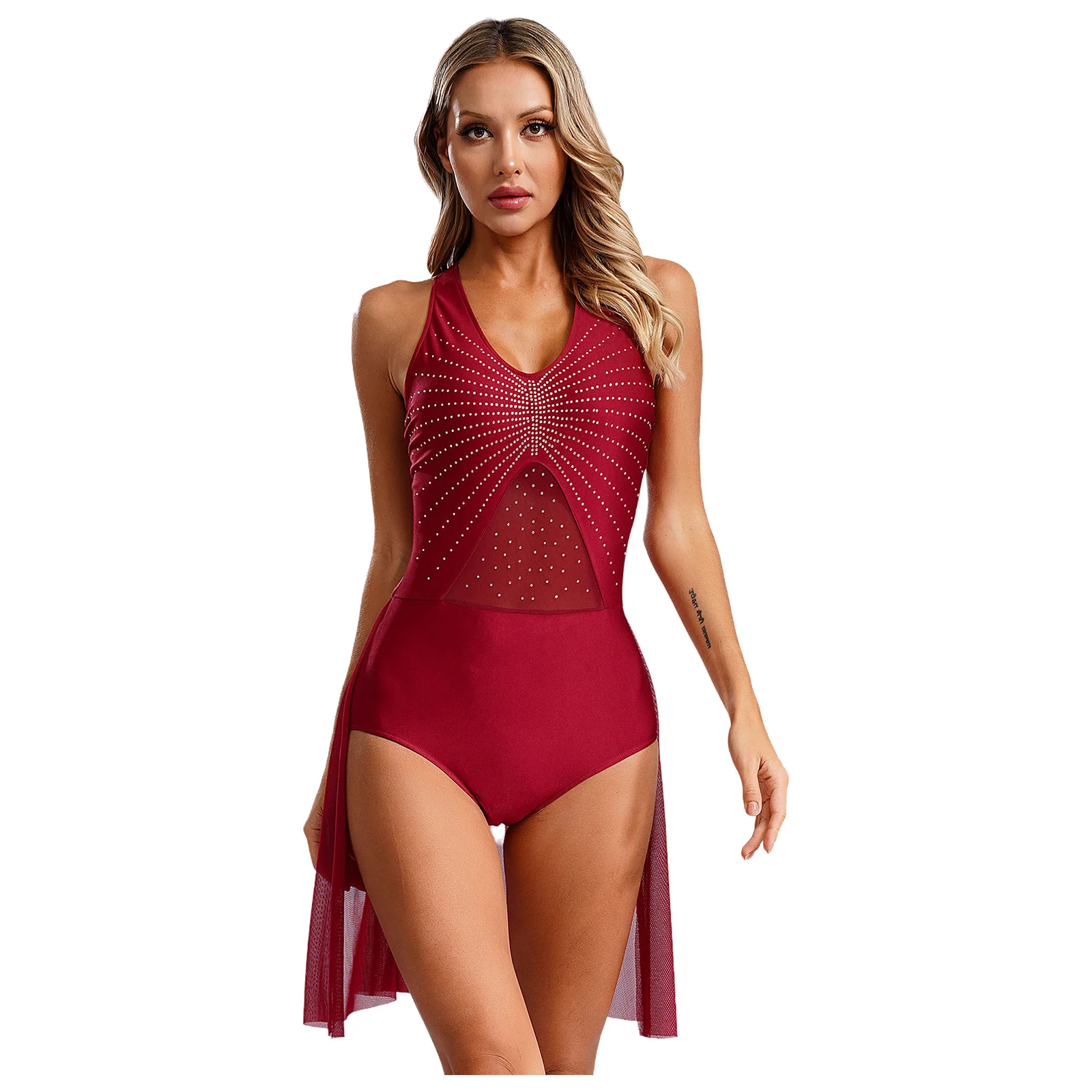 Women Leotards Figure Skating Lyrical Modern Dance Dress Sheer Mesh Patchwork Flowy Skirted Bodysuit Dance Dress Ballet Dancer
Women Leotards Figure Skating Lyrical Modern Dance Dress Sheer Mesh Patchwork Flowy Skirted Bodysuit Dance Dress Ballet Dancer