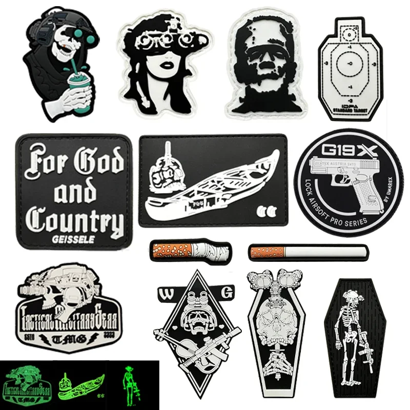 Tactical Night Vision Morale Badge PVC Glow-in-the Dark Skull Tactical Man Magic Patch Reaper Armband with Hook Loop Patch
Tactical Night Vision Morale Badge PVC Glow-in-the Dark Skull Tactical Man Magic Patch Reaper Armband with Hook Loop Patch
