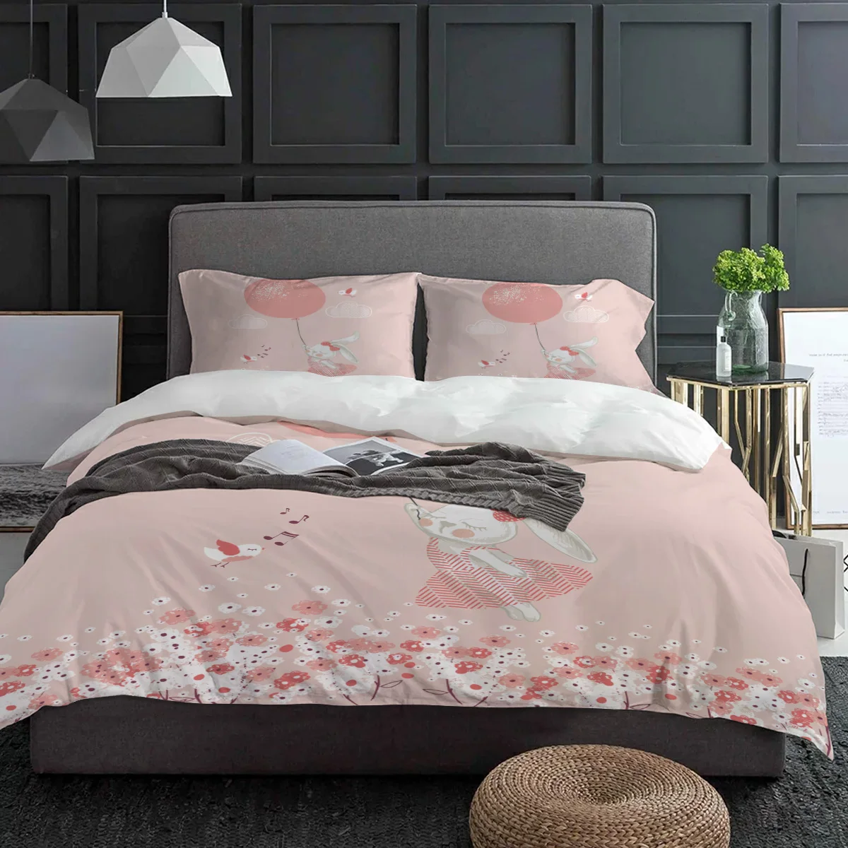 Pink Rabbit Cartoon Flower Bedding Set 3pcs Boys Girls Duvet Cover Pillowcase Kids Adult Quilt Cover Double Bed Set Home Textile
Pink Rabbit Cartoon Flower Bedding Set 3pcs Boys Girls Duvet Cover Pillowcase Kids Adult Quilt Cover Double Bed Set Home Textile