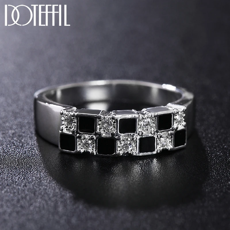 DOTEFFIL Black Square AAA Zircon Ring 925 Sterling Silver For Women Man Fashion Wedding Engagement Party Gift Charm Jewelry
DOTEFFIL Black Square AAA Zircon Ring 925 Sterling Silver For Women Man Fashion Wedding Engagement Party Gift Charm Jewelry