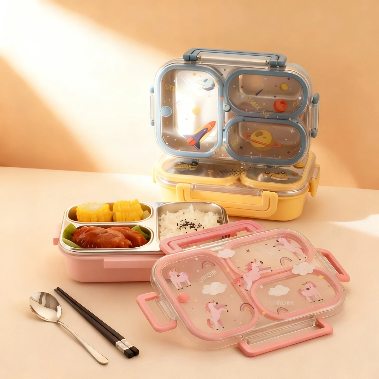 Cartoon Handheld Lunch Box For Kids Students Portable Large Capacity Sealed 304 Stainless Steel Divided Food Container Heatable
Cartoon Handheld Lunch Box For Kids Students Portable Large Capacity Sealed 304 Stainless Steel Divided Food Container Heatable