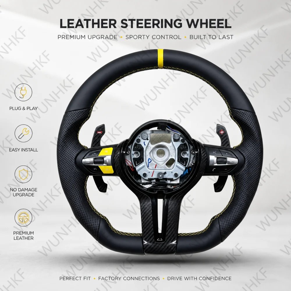 With Yellow Mark For BMW M Sport F10 F12 F30 F32 F34 F45 F22 F39 F15 F16 F25 F26 M3 M5 M6 Upgraded Steering Wheel Carbon Fiber
With Yellow Mark For BMW M Sport F10 F12 F30 F32 F34 F45 F22 F39 F15 F16 F25 F26 M3 M5 M6 Upgraded Steering Wheel Carbon Fiber