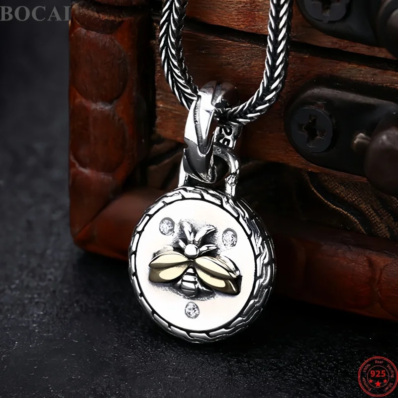 BOCAI New S925 Sterling Silver Pendant for Men Women Golden Relief Little Bee Antique Punk Fashion Fine Jewelry Wholesale
BOCAI New S925 Sterling Silver Pendant for Men Women Golden Relief Little Bee Antique Punk Fashion Fine Jewelry Wholesale