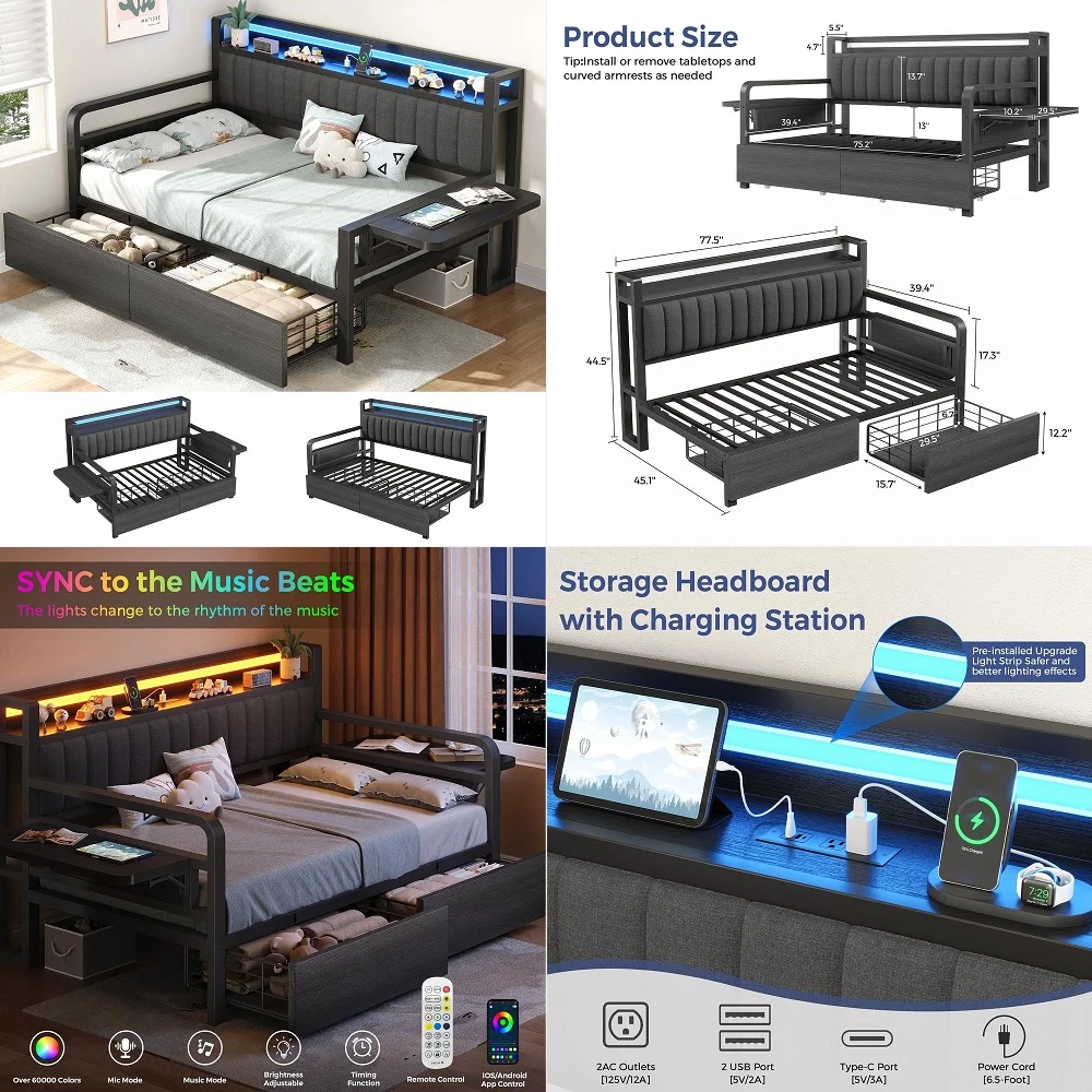 Bed Twin Size with Stairs, Heavy Duty Metal Loft Bed with Builtin Storage and Large UnderBed Space, Used for Teens and Junior,
Bed Twin Size with Stairs, Heavy Duty Metal Loft Bed with Builtin Storage and Large UnderBed Space, Used for Teens and Junior,