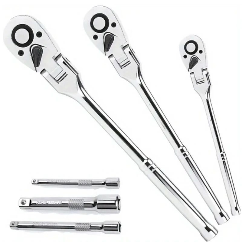 6Pcs/set Flexible Head Ratchet Wrench 72Tooth Swivels Extension Rod For Tight Space Mechanical Repairs 1/4in 3/8 1/2inch
6Pcs/set Flexible Head Ratchet Wrench 72Tooth Swivels Extension Rod For Tight Space Mechanical Repairs 1/4in 3/8 1/2inch