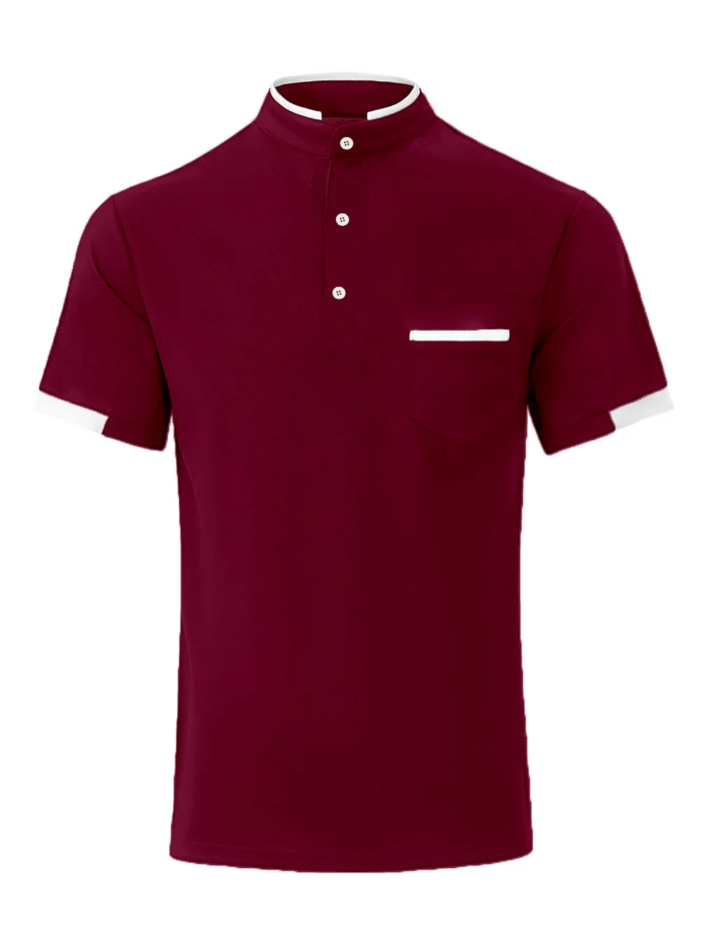 Trendy Stand Collar Wine Red Short Sleeve Men T Shirt Perfect for Workout and Daily Wear
Trendy Stand Collar Wine Red Short Sleeve Men T Shirt Perfect for Workout and Daily Wear