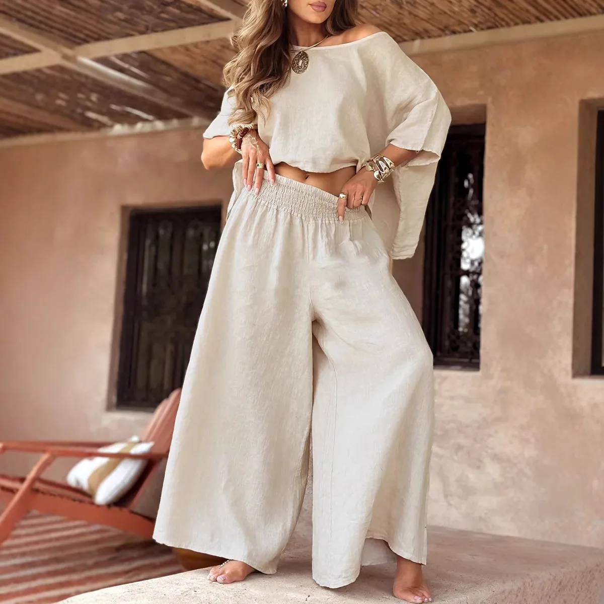 2025 Summer Women New Style Oversized Suit Top Wide-leg Trousers Womens Outdoor Camping Casual And Versatile Style Trousers Suit
2025 Summer Women New Style Oversized Suit Top Wide-leg Trousers Womens Outdoor Camping Casual And Versatile Style Trousers Suit