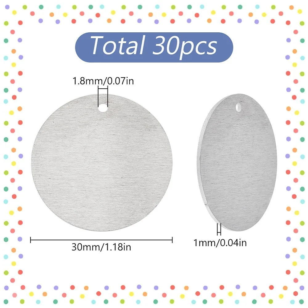 30Pcs Aluminum Pendants Flat Round Platinum 30x1mm Hole: 1.8mm
30Pcs Aluminum Pendants Flat Round Platinum 30x1mm Hole: 1.8mm