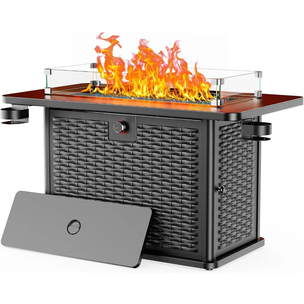 43-Inch Propane Gas Fire Pit Table with 60,000 BTU, Premium Glass Rocks, and Wind Guard Glass Shield by AMADA HOMEFURNISHING
43-Inch Propane Gas Fire Pit Table with 60,000 BTU, Premium Glass Rocks, and Wind Guard Glass Shield by AMADA HOMEFURNISHING