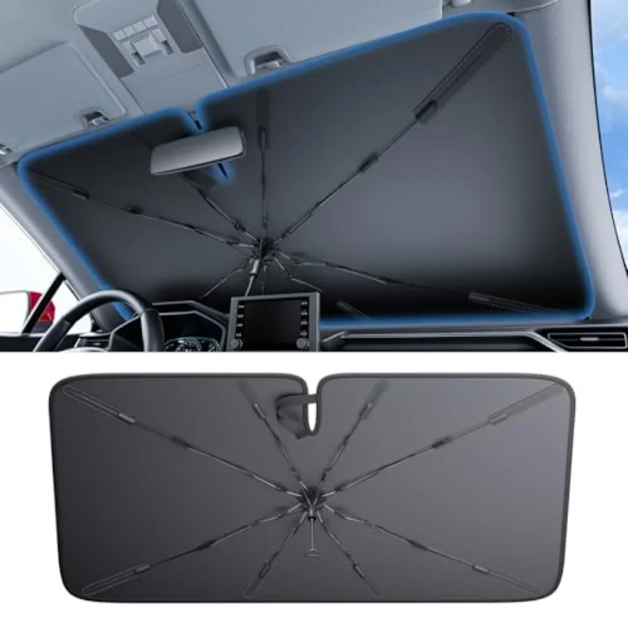 Windshield Sun Shade Umbrella, 100% Sun Block, 5th-Gen Ice-Shield Cooling Tech, Reflective Heat Insulation, Portable and Foldab
Windshield Sun Shade Umbrella, 100% Sun Block, 5th-Gen Ice-Shield Cooling Tech, Reflective Heat Insulation, Portable and Foldab