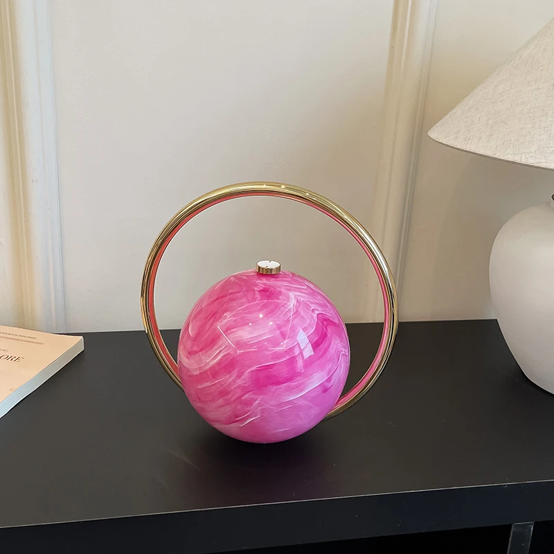 Luxury Marble Pattern Spherical Evening Bag Women Acrylic Round Ball Handbag with Metal Ring Handle Party Wedding Clutch Purse
Luxury Marble Pattern Spherical Evening Bag Women Acrylic Round Ball Handbag with Metal Ring Handle Party Wedding Clutch Purse