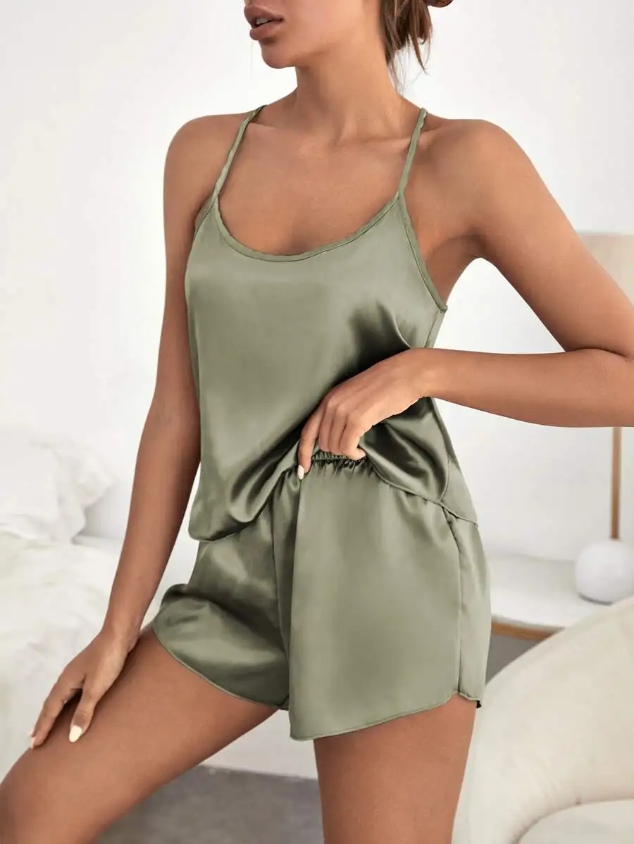 Satin Cami Top And Shorts Pajama Set For Women
Satin Cami Top And Shorts Pajama Set For Women