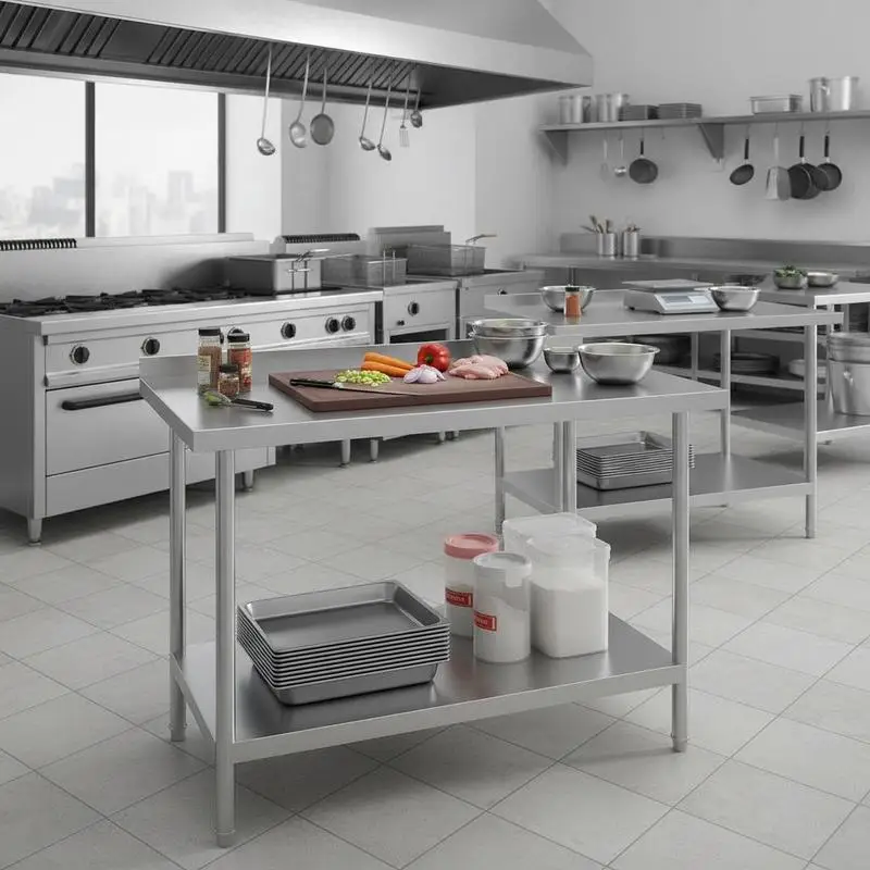 Metal Preparation Bench 24x36x36 Inch For Restaurant Home Hotel, Heavy Duty Commercial Surface Adjustable Height Storage Shelf Leg Levelers 201 Steel Material Kitchen Utility Table
Metal Preparation Bench 24x36x36 Inch For Restaurant Home Hotel, Heavy Duty Commercial Surface Adjustable Height Storage Shelf Leg Levelers 201 Steel Material Kitchen Utility Table