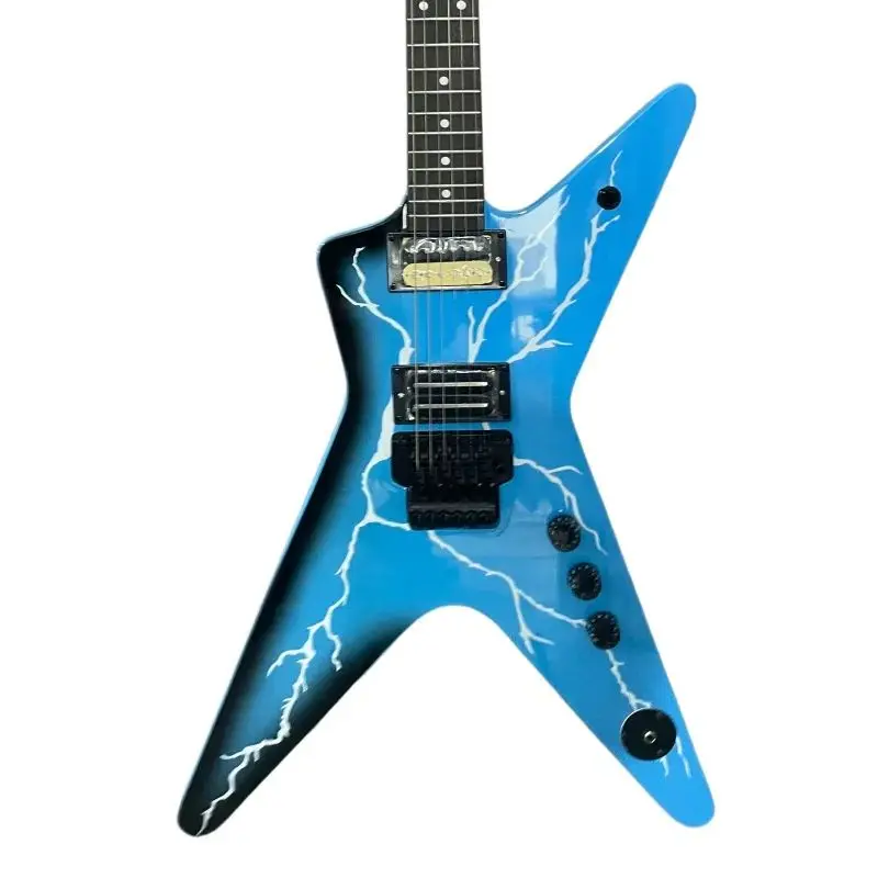 Dimebag Darrell ML Style Electric Guitar Blue Lightning Veneer Floydrose Vibrato Rosewood Fingerboard Mahogany Body 6String
Dimebag Darrell ML Style Electric Guitar Blue Lightning Veneer Floydrose Vibrato Rosewood Fingerboard Mahogany Body 6String