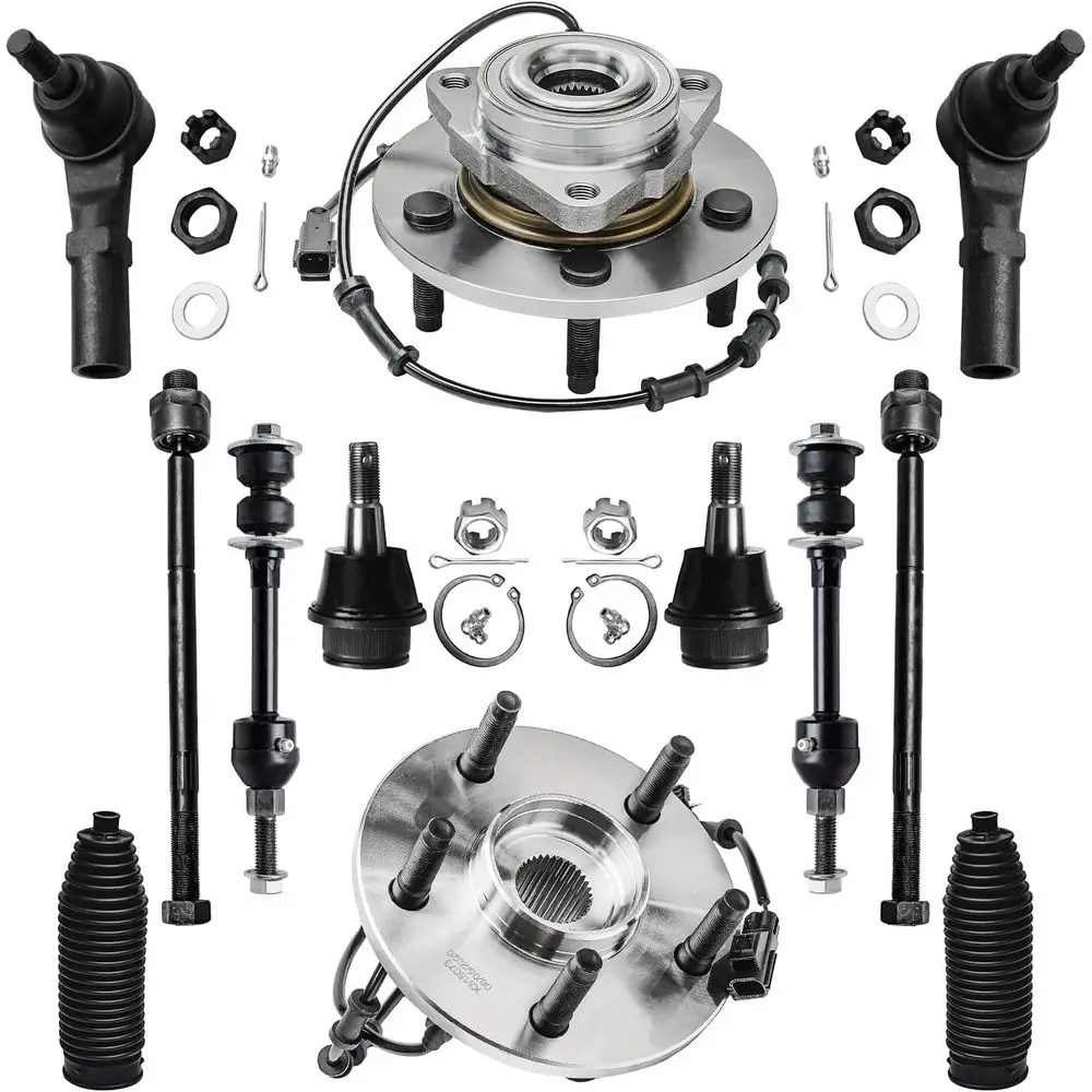 12pc Suspension Kit for 2002-2005 1500 Trucks - 2 Front Wheel Bearings, 2 Lower Ball Joints, 4 Tie Rods, 2 Sway Bar Links, 5 Lug
12pc Suspension Kit for 2002-2005 1500 Trucks - 2 Front Wheel Bearings, 2 Lower Ball Joints, 4 Tie Rods, 2 Sway Bar Links, 5 Lug