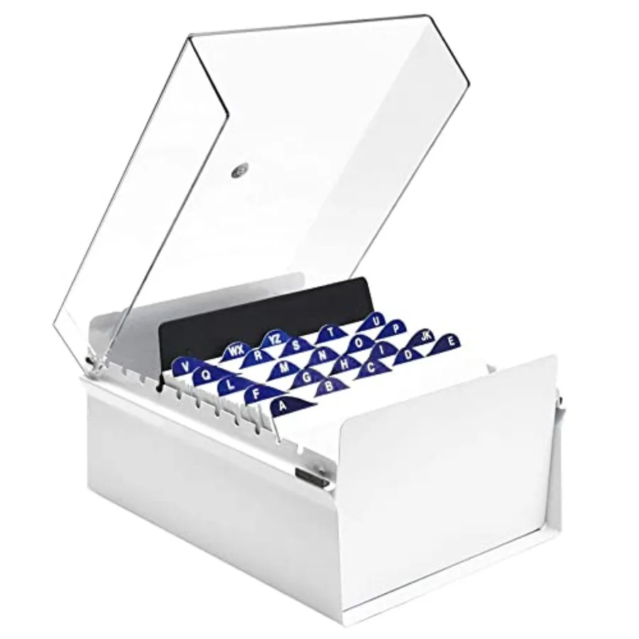 5 X 8 Card File Holder Organizer Box Metal Base Heavy Duty AZ Index Cards and Divider Included (White Color with Clear Crystal
5 X 8 Card File Holder Organizer Box Metal Base Heavy Duty AZ Index Cards and Divider Included (White Color with Clear Crystal