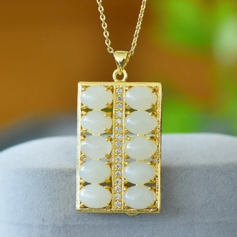 Copper Inlaid Natural Hetian White Fine Carving Abacus Pendant Jade Necklace Ornament
Copper Inlaid Natural Hetian White Fine Carving Abacus Pendant Jade Necklace Ornament