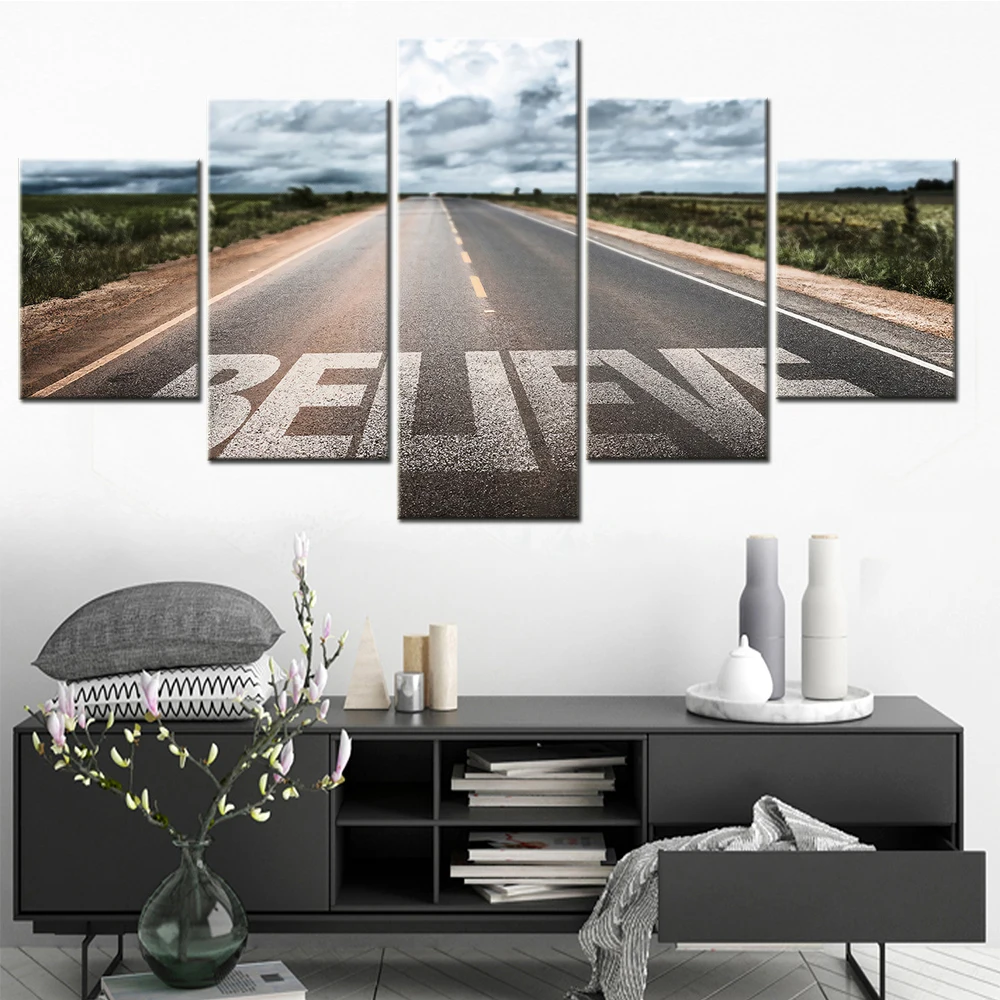 5 Pieces Canvas Painting Hightway Believe Road Wallpaper Modular Home Decoration Poster Picture Print Living Room Wall Artwork
5 Pieces Canvas Painting Hightway Believe Road Wallpaper Modular Home Decoration Poster Picture Print Living Room Wall Artwork