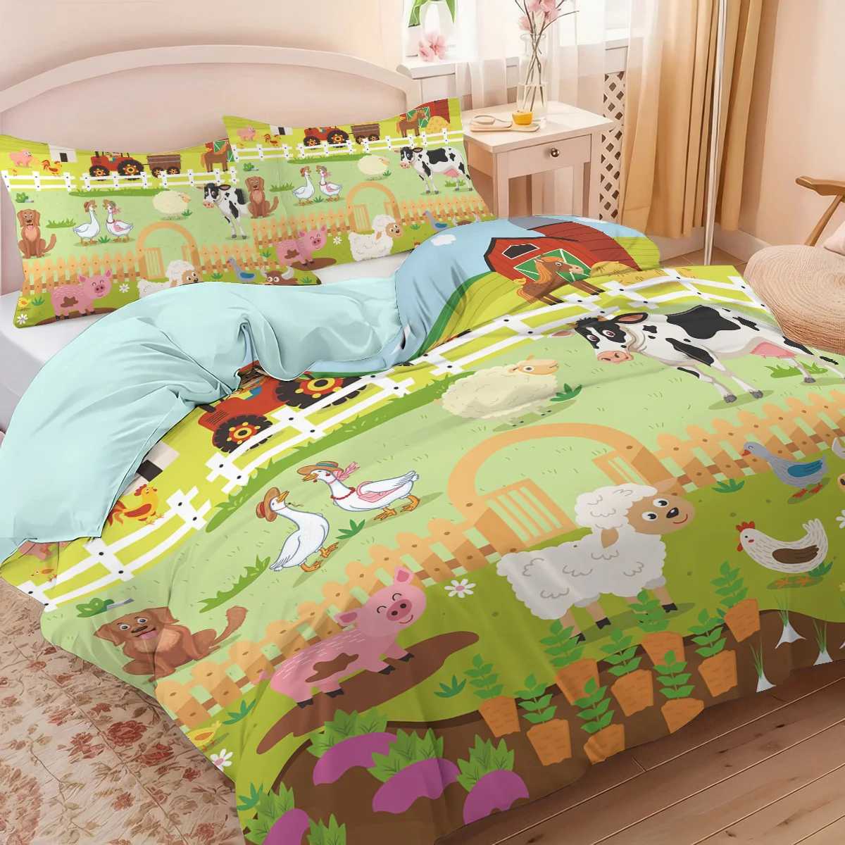 3pc bedding Farm animal print (1 set +2 pillowcases, no core), personalized bedding, various size suitable for multiple occasion
3pc bedding Farm animal print (1 set +2 pillowcases, no core), personalized bedding, various size suitable for multiple occasion